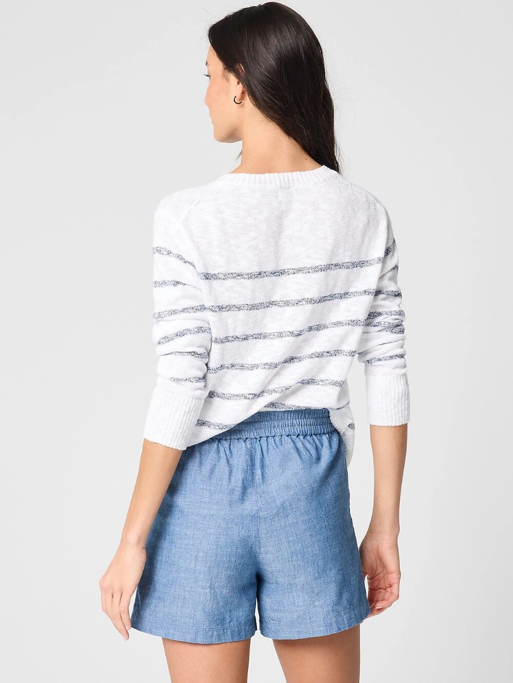 J. Crew Light Blue Chambray Women's Casual Drawstring Shorts M - Picture 3 of 12